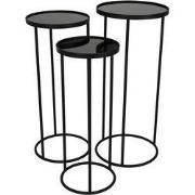 URBANJNGL - Tafel Set van 3 Rond - Zwart Metaal - Ø33 x ? 75 cm