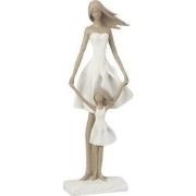 J-Line - Moeder Met Dochter Poly Wit/taupe L - 15.5x10x45cm