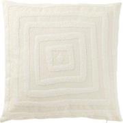 J-Line - Kussen Motief Vierkanten Polyester Wit - 45x45x13cm