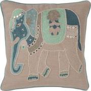 J-Line - Kussen Olifant Katoen Grijs/blauw - 45x45x15cm