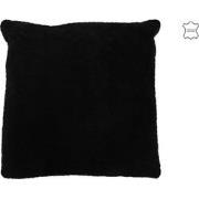 J-Line - Kussen Geweefd Leder Zwart - 45x45x7cm