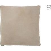 J-Line - Kussen Geweefd Leder Grijs - 45x45x7cm