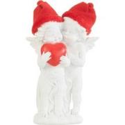 J-Line - Engel Staand Hoed Hart Poly Rood/wit - 11.5x12x26cm