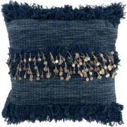 J-Line - Kussen Boord Spiegel Katoen Blauw - 45x45x4cm