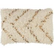 J-Line - Kussen Rechthoek Parel Katoen Wit/goud - 40x60x20cm