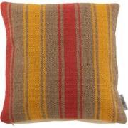 J-Line - Kussen Vierkant Anna Groot Groeven Jute Rood / Geel - 48x48x1...