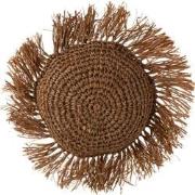 J-Line - Kussen Rond Riet Raffia Bruin - 34x34x7cm