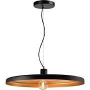 QUVIO Hanglamp rond zwart met gouden binnenkant -