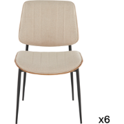 Set van 6 stoelen in beige gewatteerde stof H82,5 cm - GISELLE