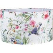 Clayre & Eef Lampenkap Hanglamp  Ø 53x30 cm Wit Roze Textiel Rond Pape...