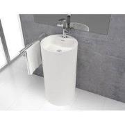 Vrijstaand Solid Surface wastafel Tube ?45x90cm mat wit - met kraangat