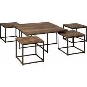 Tower living Via coffeetable set (5) - 90x90x45 40x40x38 - recl. teak ...