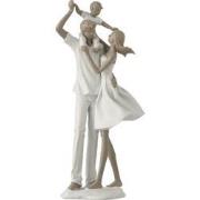 J-Line - Koppel Met Kind Op Schouders Poly Wit/taupe - 15x10x39.5cm