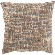 J-Line - Kussen Tweed Acryl/katoen Lichtblauw/beige - 45x45x12cm