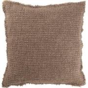 J-Line - Kussen Gerafelde Randen Katoen/polyester Taupe - 50x50x12cm