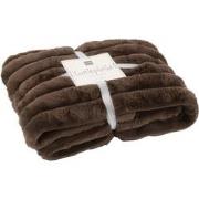 J-Line - Plaid Large Corduroy Polyester Chocolade - 180x130x2cm