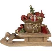 Clayre & Eef Beeld Slee 38x16x29 cm Bruin Polyresin Kerstdecoratie