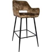 PTMD Fallon Velvet Green Bar Stool Black Metal Leg KD