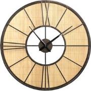 PTMD Andis Natural Metal Wall Clock Rattan Background