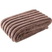 PTMD Hadi Brown Ribbed Fake Fur Plaid Small