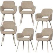 WOOOD Jenny Eetkamerstoelen - Polyester - Naturel - Set van 6