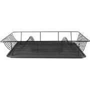 Afdruiprek - Linea Zwart met Mat Zwarte tray - 49x32x9,5cm