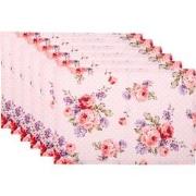 Clayre & Eef Placemats Set van 6  48x33 cm Roze Paars Katoen Rechthoek...