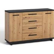 Meubella Dressoir Incala - Eiken - Zwart - 135 cm