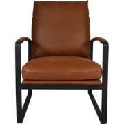 HSM Collection-Fauteuil Miami-95x65x95-Cognac/Zwart-Leder/Metaal