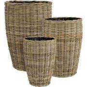 Mica Decorations Mand Marcia - 48x48x70 cm - Rotan - Grijs - Set van 3