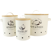 OTIX Voorraadpotten - met Deksel - Beige - Set van 3 - Knoflookpot - U...