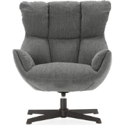 Fauteuil in gewatteerde stof met zwarte metalen poten H89 cm - ODETTE