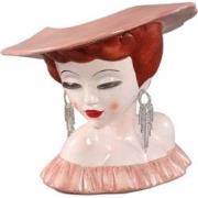 PTMD Lady Pink Ceramic Women With Hat Pot