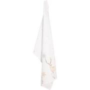 Clayre & Eef Theedoek  50x70 cm Wit Beige Katoen Hert Keukenhanddoek