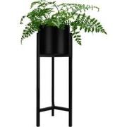 QUVIO Plantenstandaard inclusief pot - 22 x 22 x 60 cm - Metaal - Zwar...