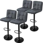 ML-Design barkruk set van 4, bekleding van kunstleer, antraciet, gesto...