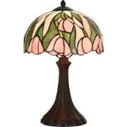 LumiLamp Tiffany Tafellamp  Ø 25x40 cm Roze Glas Tiffany Bureaulamp