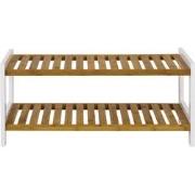Schoenenrek van bamboe en witte decoratie - H34 cm