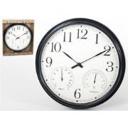 Gerimport Wandklok 33 x 4,5 Cm Zwart met vochtigheid en thermometer