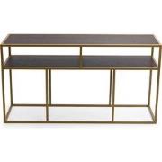 Stalux Side-table 'Teun' 150cm, kleur goud / bruin hout