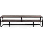 Stalux Tv-meubel 'Luuk' 200cm, kleur zwart / lederlook bruin