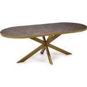Stalux Plat ovale eettafel 'Noud' 180 x 100, kleur goud / lederlook br...