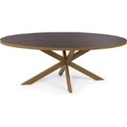 Stalux Ovale eettafel 'Mees' 210 x 100cm, kleur goud / bruin hout