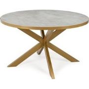 Stalux Ronde eettafel 'Daan' 148cm, kleur goud / beton