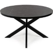 Stalux Ronde eettafel 'Daan' 120cm, kleur zwart / zwart marmer