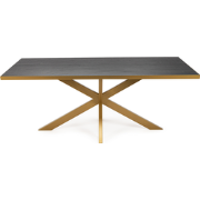 Stalux Eettafel 'Gijs' 240 x 100cm, kleur goud / zwart eiken