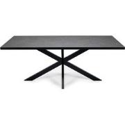 Stalux Eettafel 'Gijs' 200 x 100cm, kleur zwart / zwart marmer