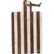 J-line - Plank Rechthoekig Streep Marmer Wit/bruin Small - 41x20x2cm
