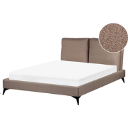 Beliani MELLE - Tweepersoonsbed-Bruin-Bouclé
