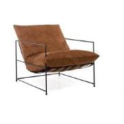 Fauteuil Elton - Bruin powdercoated PU leer